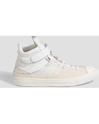 Maison Margiela - Evolution Leather, Suede And Canvas High-top Sneakers - Lyst