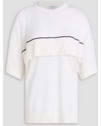 Brunello Cucinelli - Layered Bead-Embellished Linen And Silk-Blend Top - Lyst