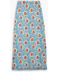Rabanne - Ruffled Floral-print Satin Maxi Skirt - Lyst
