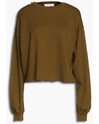 FRAME - Destructed Boxy Cropped Organic French Pima Cotton-terry Sweatshirt - Lyst
