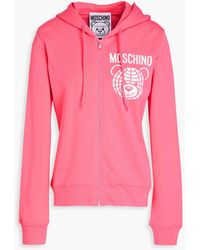 Moschino - Printed French Cotton-terry Hooded Sweatshirt - Lyst