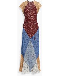 Rag & Bone - Color-block Floral-print Chiffon Maxi Dress - Lyst