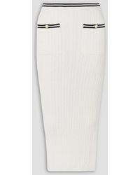 Alessandra Rich - Two-tone Cable-knit Cotton Midi Skirt - Lyst
