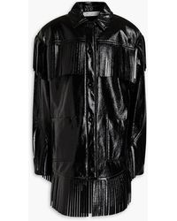 Philosophy Di Lorenzo Serafini - Fringed Coated Faux Textured-leather Jacket - Lyst