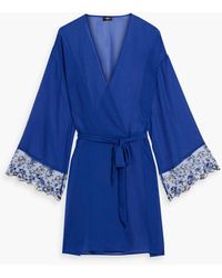 Cosabella - Belted Lace-trimmed Chiffon Robe - Lyst