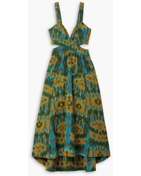 Ulla Johnson - Sarika midikleid aus bedrucktem baumwoll-canvas mit cut-outs - Lyst