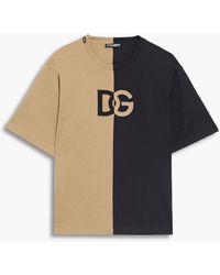 Dolce & Gabbana - Appliquéd Two-tone Cotton-jersey T-shirt - Lyst