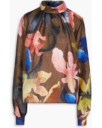 Stine Goya - Floral-Print Cloqué Blouse - Lyst