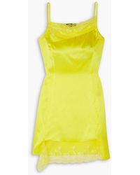 MERYLL ROGGE - Asymmetric Lace-trimmed Silk-charmeuse Mini Dress - Lyst