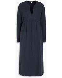 James Perse - Empire Gathered Lyocell And Linen-blend Midi Dress - Lyst