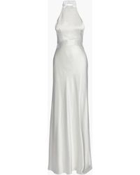 Catherine Deane Kin Cutout Duchesse-satin Halterneck Bridal Gown - White