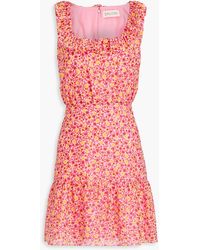 Saloni - Ruffled Floral-Print Cotton And Silk-Blend Mini Dress - Lyst