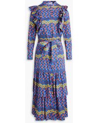 Borgo De Nor - Baxley Tiered Floral-Print Cotton-Sateen Midi Dress - Lyst
