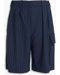 Maje - Pleated Pinstriped Wool-Blend Twill Shorts - Lyst