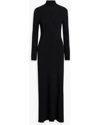 STAUD Claretta Backless Pleated Rib-Knit Dress in Blue | Lyst