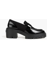 Stuart Weitzman - Soho Gabardine And Glossed-leather Loafers - Lyst