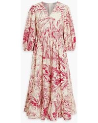RED Valentino - Printed Cotton-poplin Midi Dress - Lyst