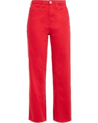 Maje Pamier Cropped High-rise Wide-leg Jeans Red
