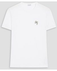 Dolce & Gabbana T-shirt aus stretch-baumwoll-jersey mit logostickerei - Weiß
