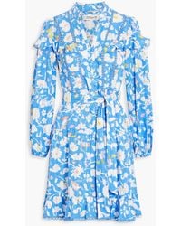 Diane von Furstenberg - Chicago Ruffled Floral-print Cotton-jacquard Mini Dress - Lyst