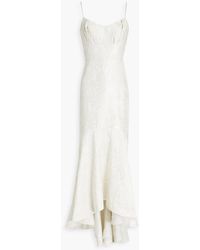 ML Monique Lhuillier - Pleated Embellished Jacquard Maxi Dress - Lyst