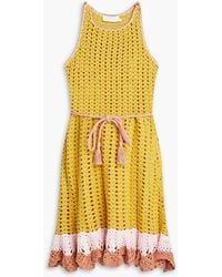 Zimmermann - Ruffled Crocheted Cotton Mini Dress - Lyst