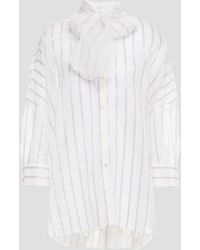 RED Valentino - Pussy-bow Striped Cotton-blend Organza Shirt - Lyst