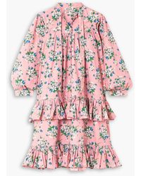 BATSHEVA - Fifi Tie-neck Ruffled Floral-print Cotton Dress - Lyst