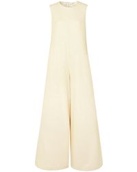 The Row Zooey Tweed Jumpsuit Ivory - White