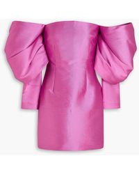 Solace London - Freja Off-the-shoulder Satin-twill Mini Dress - Lyst