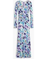 Diane von Furstenberg - Timmy Draped Printed Jersey Maxi Dress - Lyst