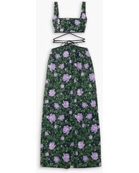 Agua Bendita - Cuarzo Peonia Ocaso Cutout Floral-print Cotton-poplin Maxi Dress - Lyst