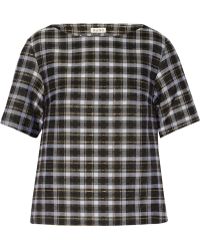 SUNO Plaid Twill Top - Black