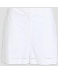 Theory - Lattice-trimmed Cotton-blend Poplin Shorts - Lyst