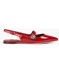 Dolce & Gabbana - Patent-leather Slingback Point-toe Flats - Lyst