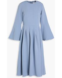 Mikael Aghal - Pleated Crepe Midi Dress - Lyst