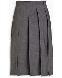 Brunello Cucinelli - Pleated Bead-embellished Wool-blend Skirt - Lyst