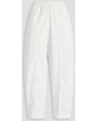 Charo Ruiz - Lya Broderie Anglaise Cotton-blend Wide-leg Pants - Lyst