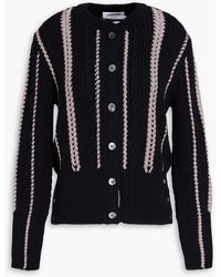 Thom Browne - Grosgrain-trimmed Cable-knit Cashmere Cardigan - Lyst