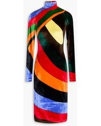 PUCCI - Printed Stretch-velvet Turtleneck Dress - Lyst