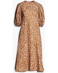 Zimmermann - Concert Day Leopard-print Linen Midi Dress - Lyst