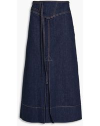 Rejina Pyo - Boone Pleated Denim Midi Skirt - Lyst