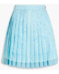 Versace - Pleated Floral-Print Silk-Twill Mini Skirt - Lyst