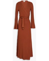 By Malene Birger - Gilena Ribbed Ecoverotm-blend Midi Wrap Dress - Lyst