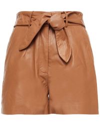 Walter Baker Donte Belted Leather Shorts - Brown