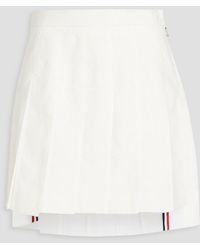 Thom Browne - Pleated Linen Mini Skirt - Lyst