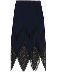 See By Chloé - Crepe De Chine And Corded Lace Midi Skirt - Lyst