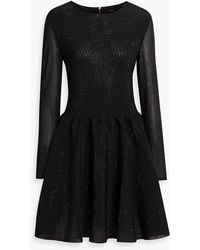 Maje Roxanne Flocked Ruffled Tulle Mini Dress in Black | Lyst