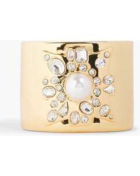 Kenneth Jay Lane - Gold-tone, Faux Pearl And Crystal Cuff - Lyst