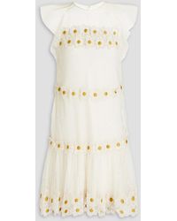 RED Valentino - Organza-trimmed Embroidered Tulle Mini Dress - Lyst